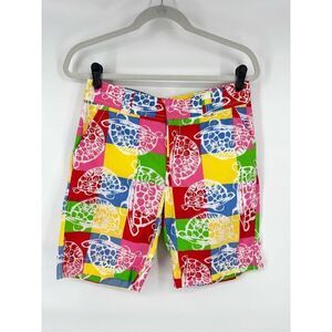 Lilly Pulitzer Rolling Turtle Bright Patchwork Resort Fit Shorts Womens Size 4